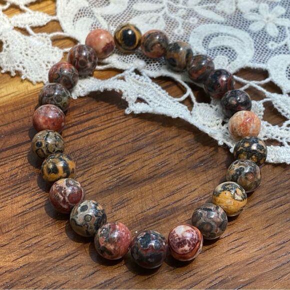 Leopard spot Jasper handmade crystal bracelet 7” medium / average wrist - Picture 1 of 5